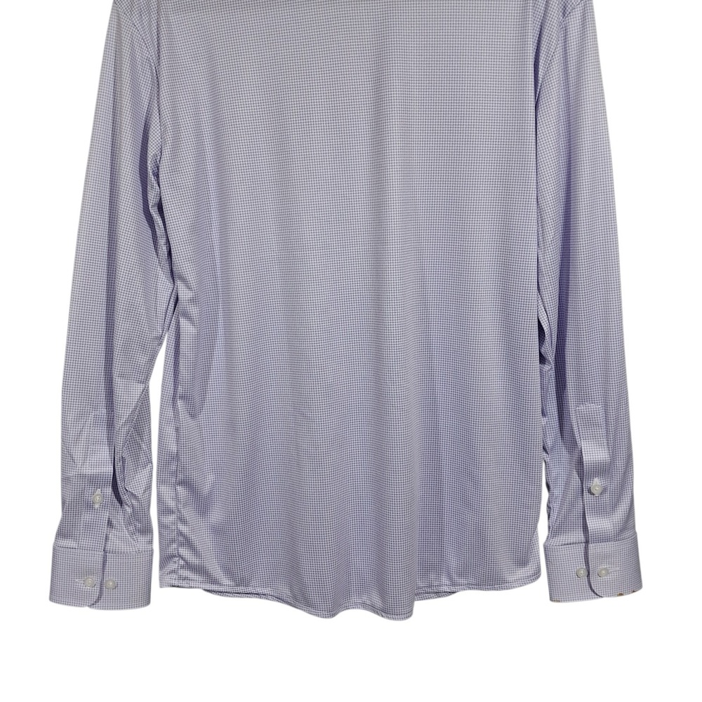 Collars & Co Quattro Flex Dress Shirt Long Sleeve Men Small Lavender Houndstooth - Picture 7 of 16